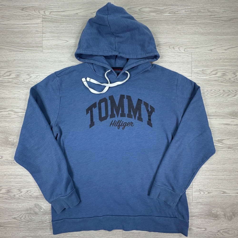 Tommy Hilfiger Men's Hoodie Sleepwear Blue XL Logo Pullover Sweatshirt